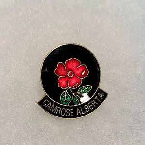 Vintage Camrose, Alberta, Canada Flower Souvenir Lapel Pin